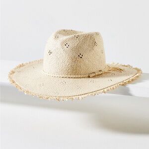Anthropologie Cutwork Rancher Woven Hat